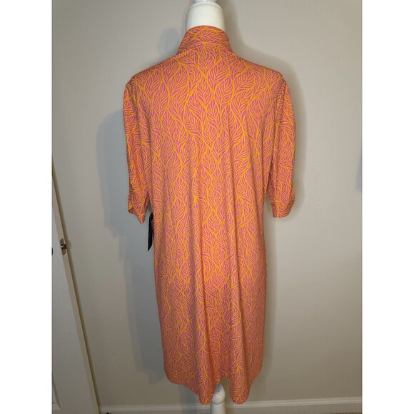 Ibkul Ruched Elbow Sleeve Dress Sally Orange Peel / Hot Pink Size XL NWT - Picture 8 of 11